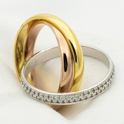 [⭐JeweliWhal Jewelry]TRINITY RING GOLD PINK GOLD SILVER DIAMONDS