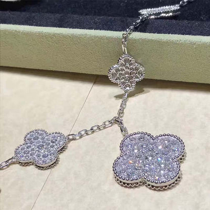 [⭐JeweliWhal]CLOVER 6 MOTIFS SILVER DIAMOND BRACELET