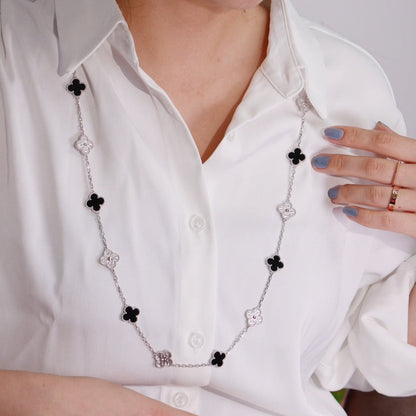 [⭐JeweliWhal]CLOVER 20 MOTIFS ONYX DIAMOND SILVER