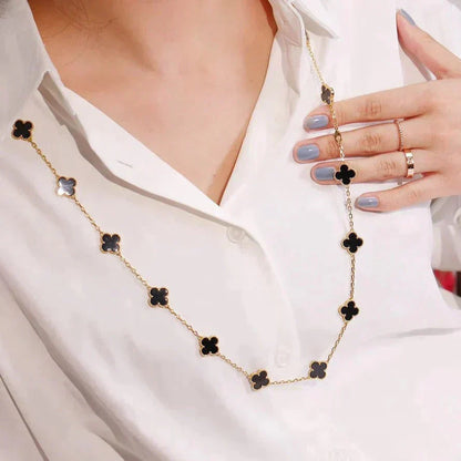 [⭐JeweliWhal]CLOVER 20 MOTIFS ONYX NECKLACE