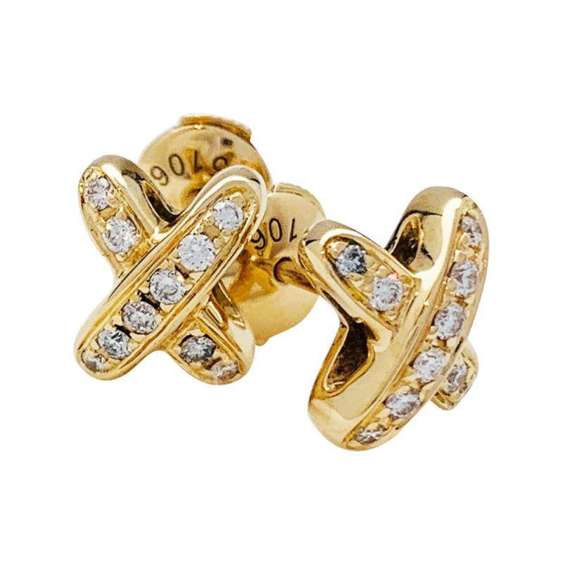 [⭐JeweliWhal]JEUX DE GOLD DIAMOND EARRINGS