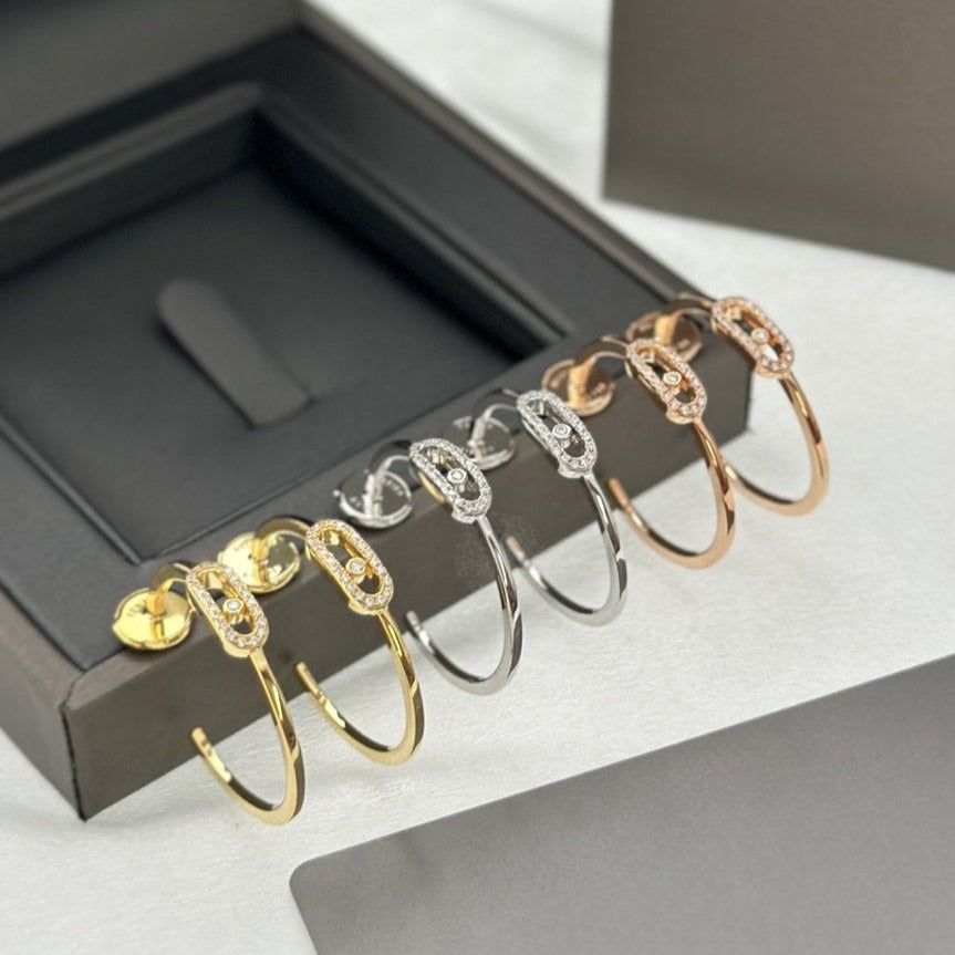 [⭐JeweliWhal]CREOLES MOVE UNO PM DIAMOND EARRINGS