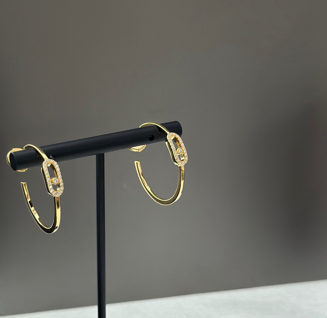 [⭐JeweliWhal]CREOLES MOVE UNO PM DIAMOND EARRINGS