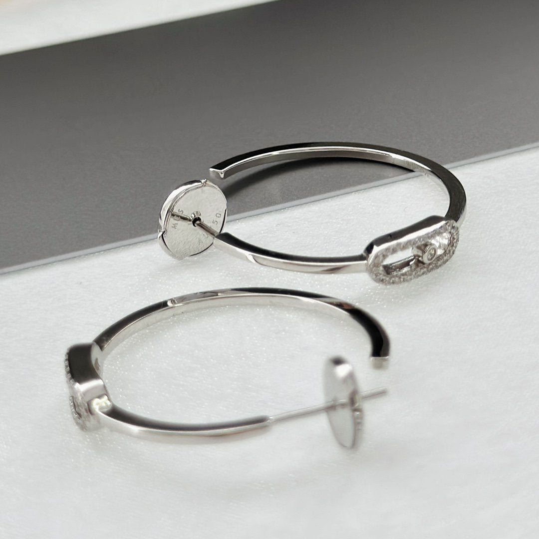 [⭐JeweliWhal]CREOLES MOVE UNO PM DIAMOND EARRINGS