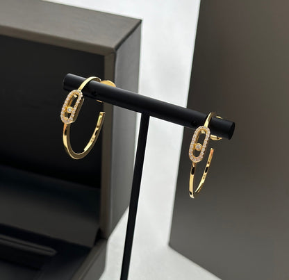 [⭐JeweliWhal]CREOLES MOVE UNO PM DIAMOND EARRINGS