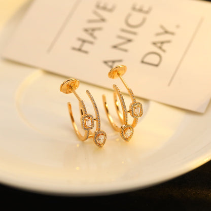 [⭐JeweliWhal]CREOLES MY TWIN 2 RANGS SILVER DIAMOND EARRINGS