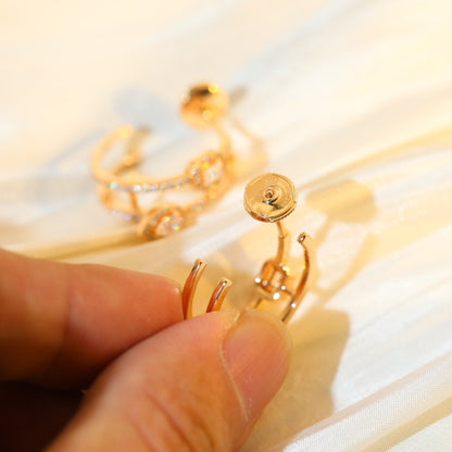 [⭐JeweliWhal]CREOLES MY TWIN 2 RANGS SILVER DIAMOND EARRINGS