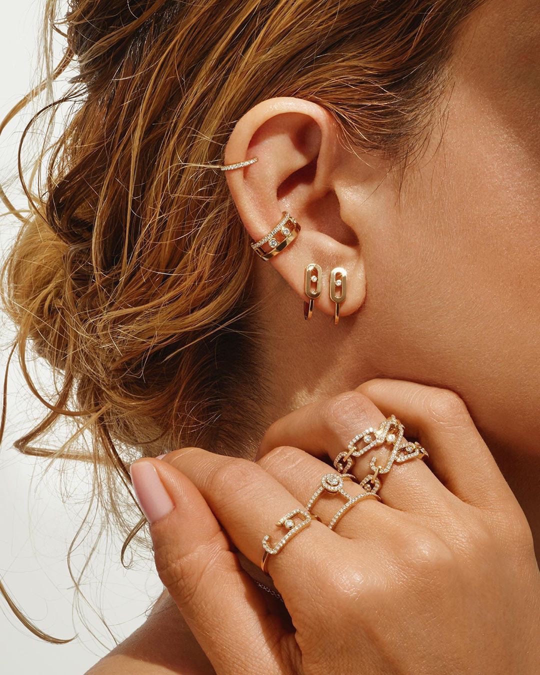 [⭐JeweliWhal]CREOLES MOVE UNO MINI 1 DIAMOND EARRINGS