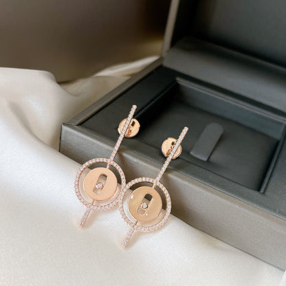 [⭐JeweliWhal]Demo MOVE ARROW PINK GOLD DIAMOND EARRINGS