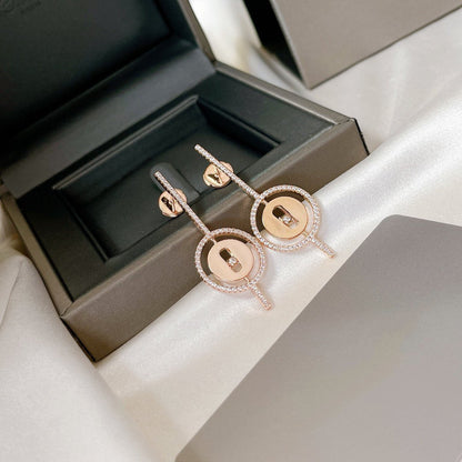 [⭐JeweliWhal]Demo MOVE ARROW PINK GOLD DIAMOND EARRINGS