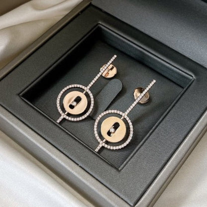 [⭐JeweliWhal]Demo MOVE ARROW PINK GOLD DIAMOND EARRINGS