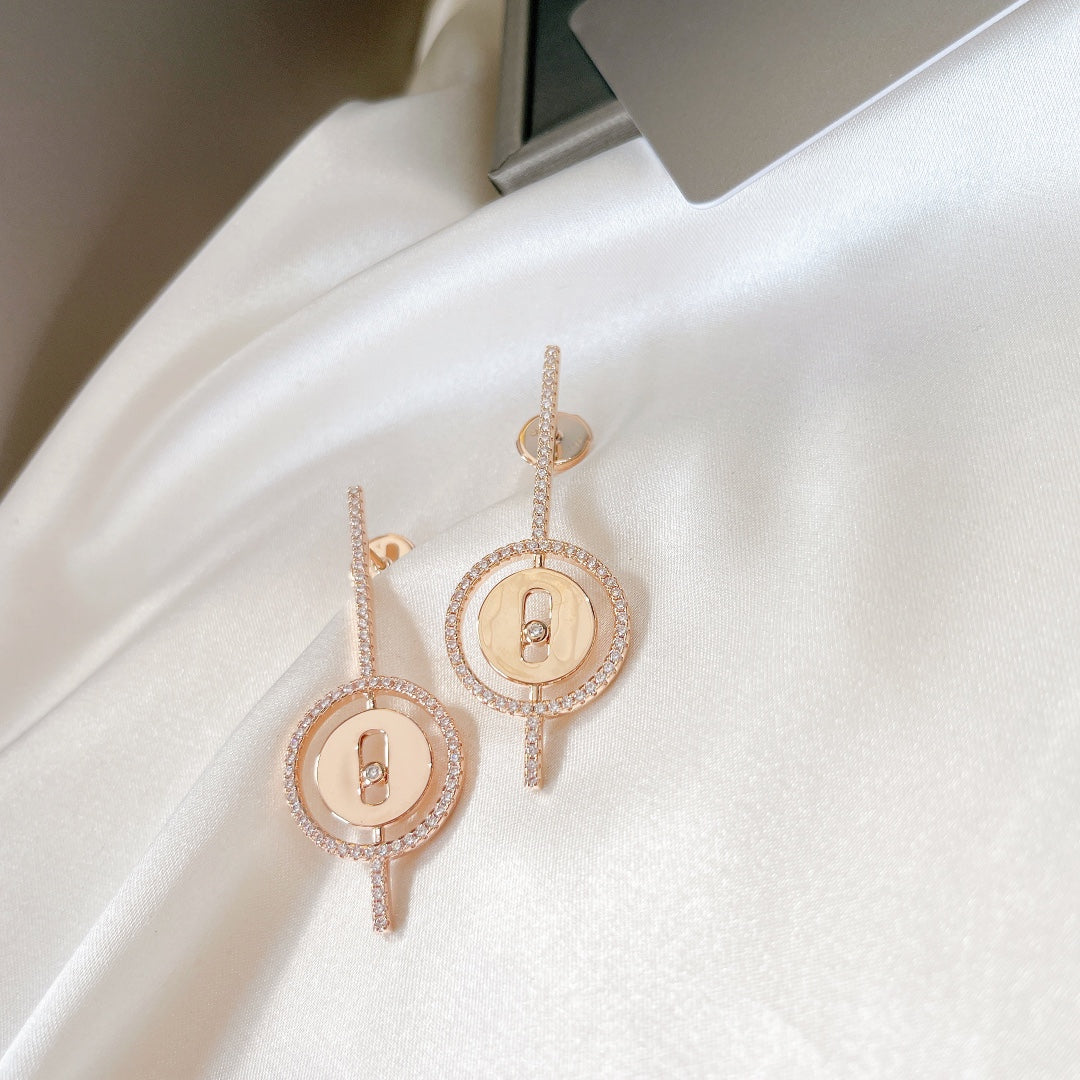 [⭐JeweliWhal]Demo MOVE ARROW PINK GOLD DIAMOND EARRINGS