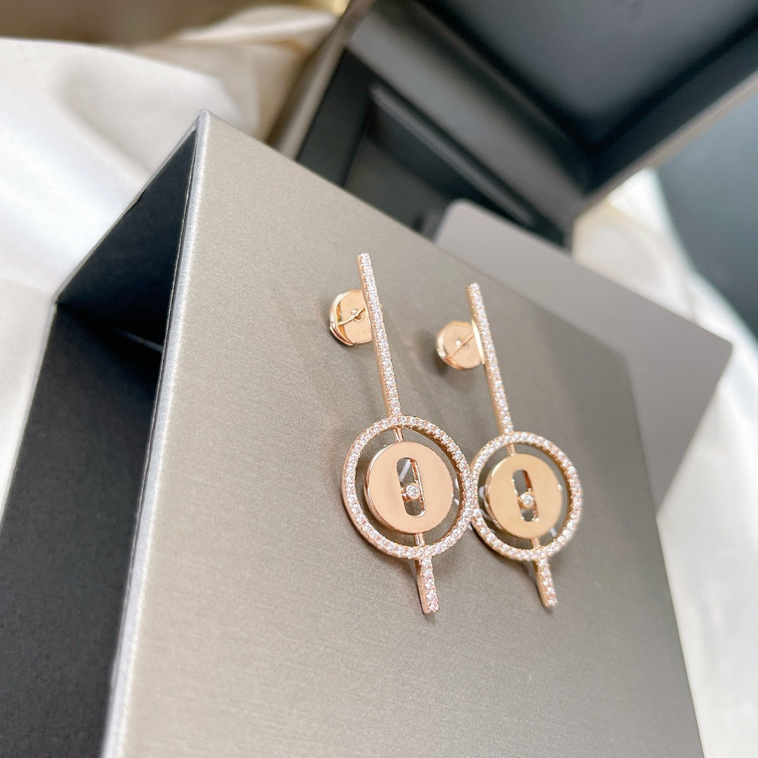 [⭐JeweliWhal]Demo MOVE ARROW PINK GOLD DIAMOND EARRINGS