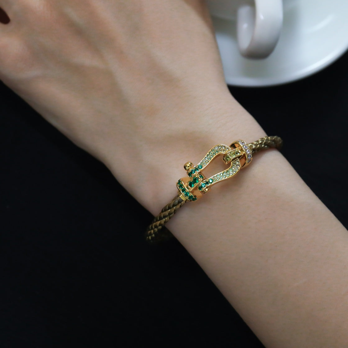 [⭐JeweliWhal]FORCE 10 GOLD GREEN DIAMOND PAVED