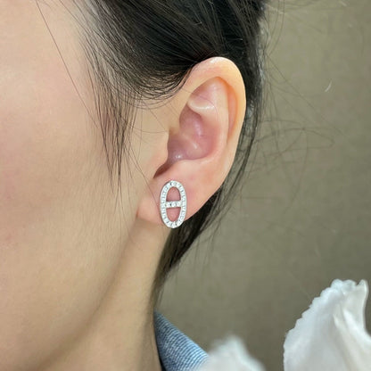 [⭐JeweliWhal]HM FULL DIAMOND PIG NOSE STUD EARRINGS