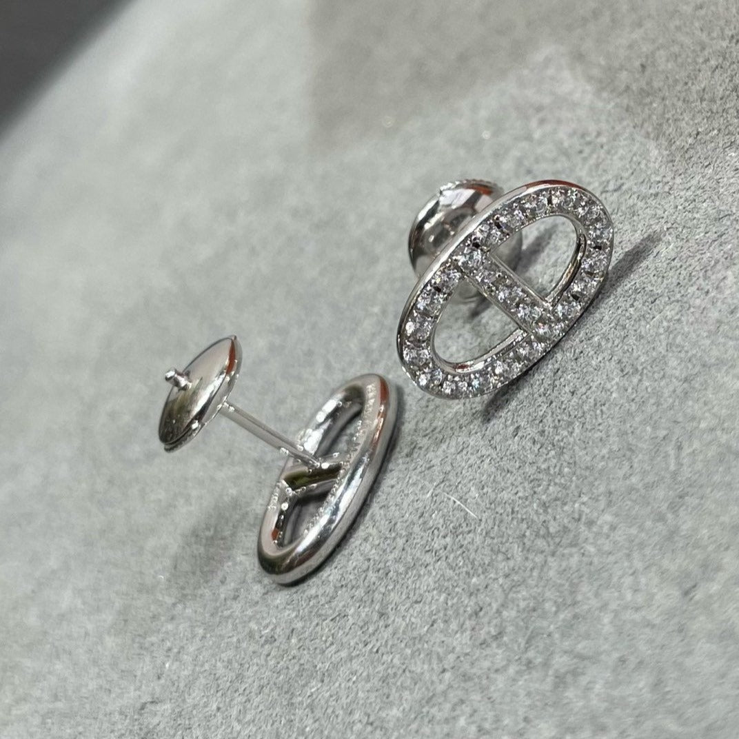 [⭐JeweliWhal]HM FULL DIAMOND PIG NOSE STUD EARRINGS