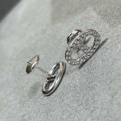 [⭐JeweliWhal]HM FULL DIAMOND PIG NOSE STUD EARRINGS