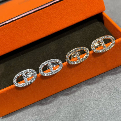 [⭐JeweliWhal]HM FULL DIAMOND PIG NOSE STUD EARRINGS