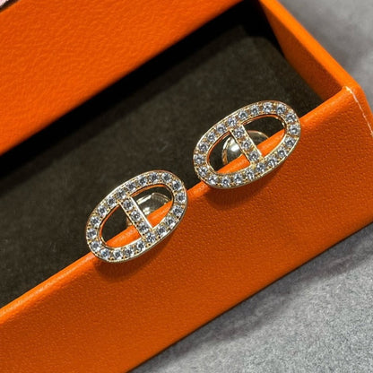 [⭐JeweliWhal]HM FULL DIAMOND PIG NOSE STUD EARRINGS