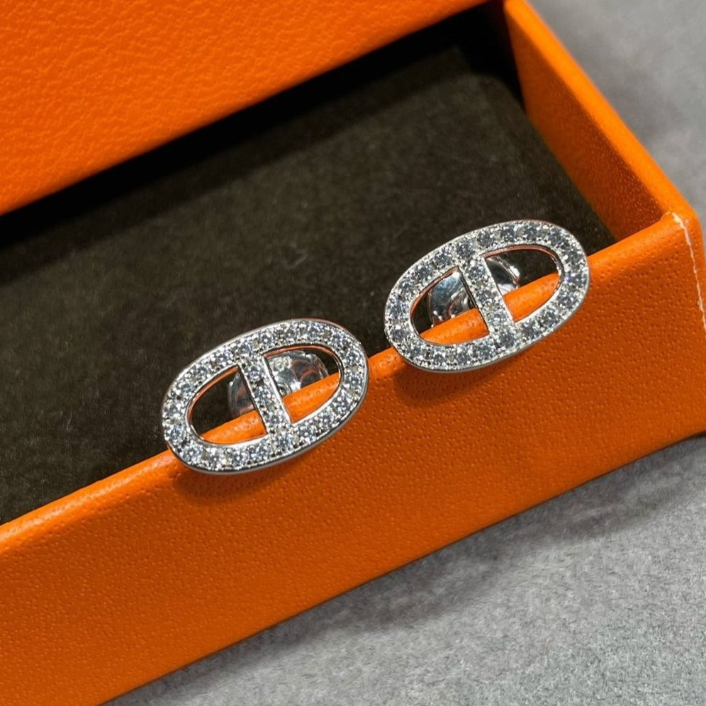 [⭐JeweliWhal]HM FULL DIAMOND PIG NOSE STUD EARRINGS
