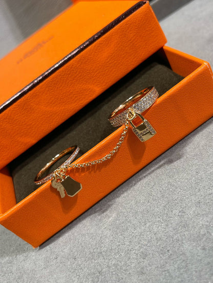 [⭐JeweliWhal]HM KELLY CLOCHETTE DOUBLE RING IN  WITH DIAMONDS
