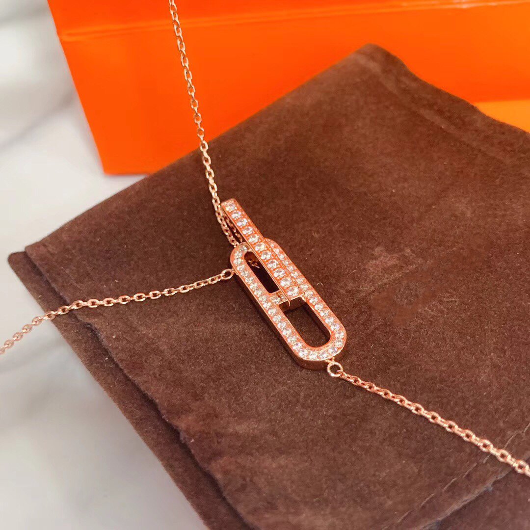 [⭐JeweliWhal]HM NECKLACE PLATINUM ROSE GOLD DIAMOND