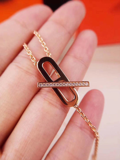 [⭐JeweliWhal]HM NECKLACE PLATINUM ROSE GOLD DIAMOND