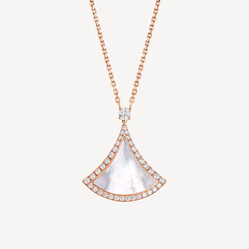 [⭐JeweliWhal]DREAM MOP DIAMOND PAVED PINK GOLD NECKLACE