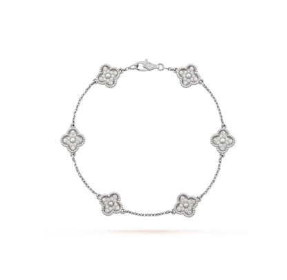 [⭐JeweliWhal]CLOVER 6 MOTIF SILVER DIAMOND BRACELET