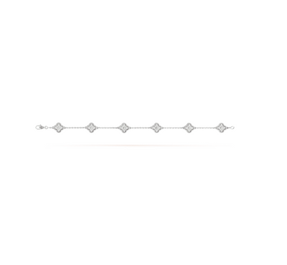 [⭐JeweliWhal]CLOVER 6 MOTIF SILVER DIAMOND BRACELET