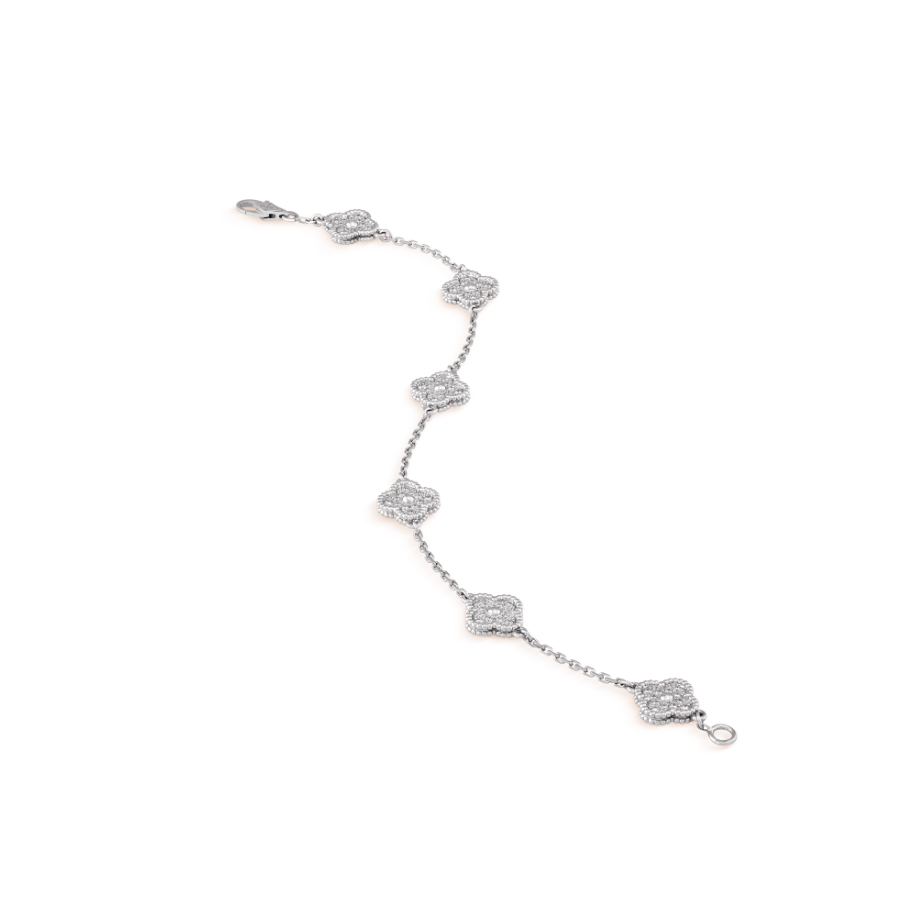 [⭐JeweliWhal]CLOVER 6 MOTIF SILVER DIAMOND BRACELET