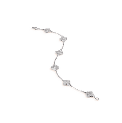 [⭐JeweliWhal]CLOVER 6 MOTIF SILVER DIAMOND BRACELET