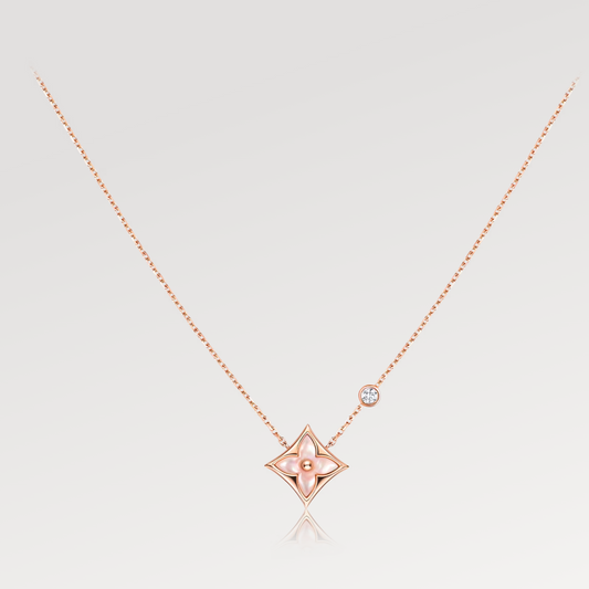[⭐JeweliWhal]STAR PINK MOP 1 DIAMOND PINK GOLD NECKLACE