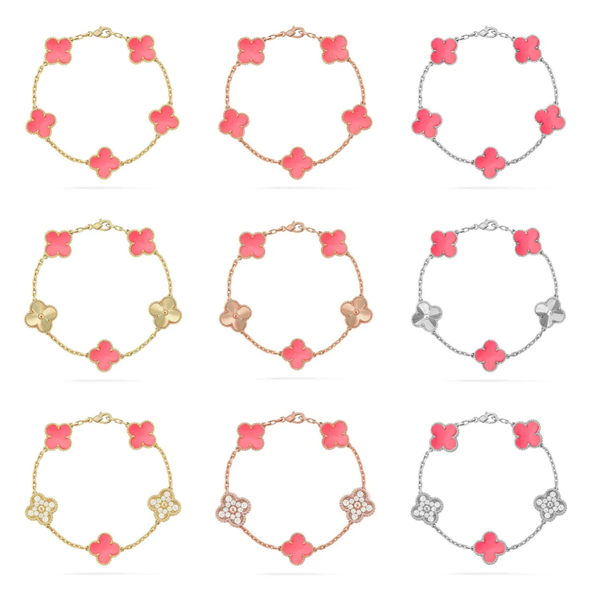 [⭐JeweliWhal] CLOVER 5 MOTIFS  PINK MOP BRACELET COLLECTION