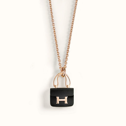 [⭐JeweliWhal]CONSTANCE BLACK PEDANT PINK GOLD NECKLACE
