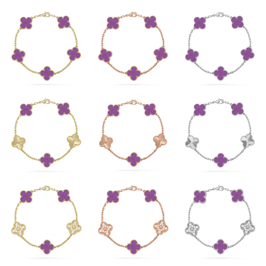 [⭐JeweliWhal] CLOVER 5 MOTIF VIOLET BRACELET COLLECTION