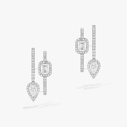 [⭐JeweliWhal]CREOLES MY TWIN 2 RANGS SILVER DIAMOND EARRINGS