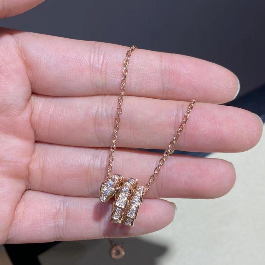 [⭐JeweliWhal]SERPENTI PINK GOLD NECKLACE DOUBLE RING DIAMOND