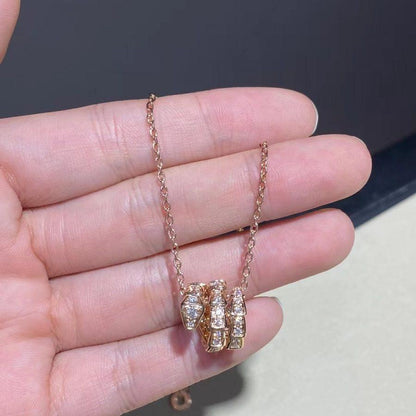 [⭐JeweliWhal]SERPENTI PINK GOLD NECKLACE DOUBLE RING DIAMOND