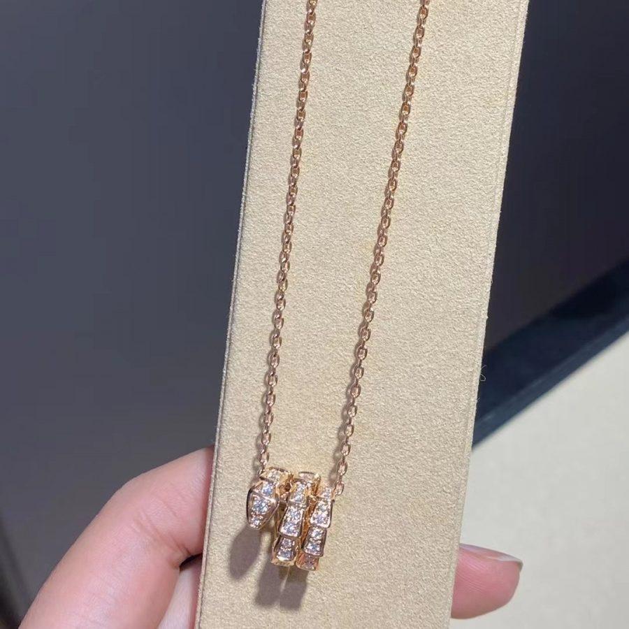 [⭐JeweliWhal]SERPENTI PINK GOLD NECKLACE DOUBLE RING DIAMOND