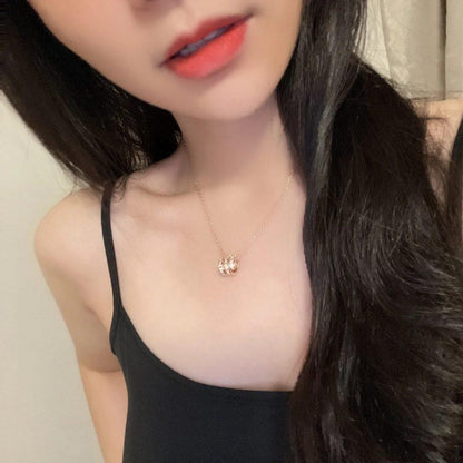 [⭐JeweliWhal]SERPENTI PINK GOLD NECKLACE DOUBLE RING DIAMOND