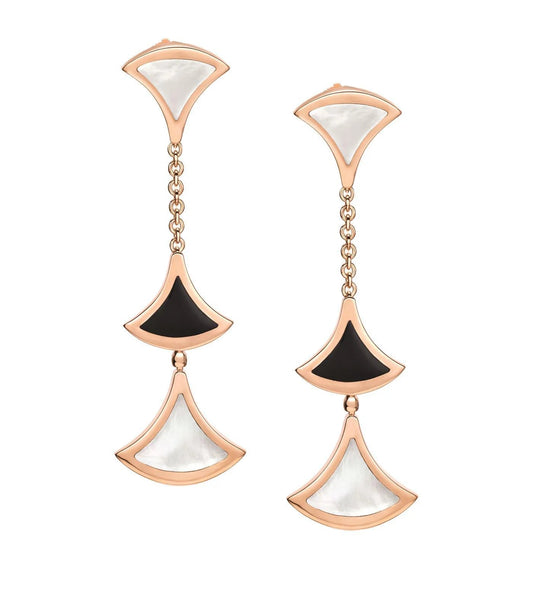 [⭐JeweliWhal]DREAM EARRINGS 3 MOTIFS ONYX MOP PINK GOLD