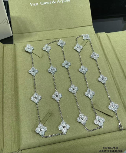 [⭐JeweliWhal]CLOVER 20 MOTIFS FULL-DIAMOND NECKLACE