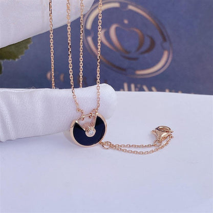 [⭐JeweliWhal]AMULETTE ROSE GOLD ONYX NECKLACE