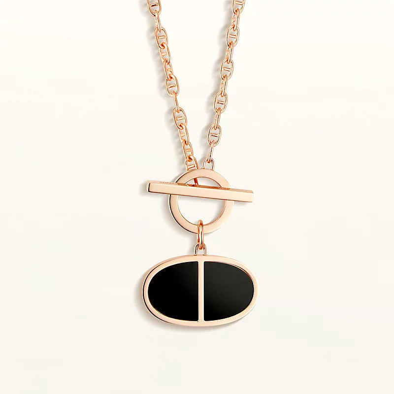 [⭐JeweliWhal]CHAINE VERSO BLACK CERAMIC NECKLACE