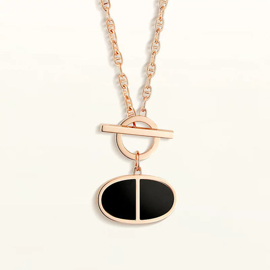 [⭐JeweliWhal]CHAINE VERSO BLACK CERAMIC NECKLACE