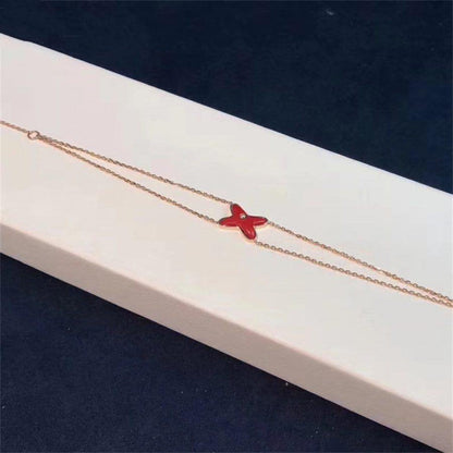 [⭐JeweliWhal]JEUX BRACELET CARNELIAN PINK GOLD 1 DIAMOND