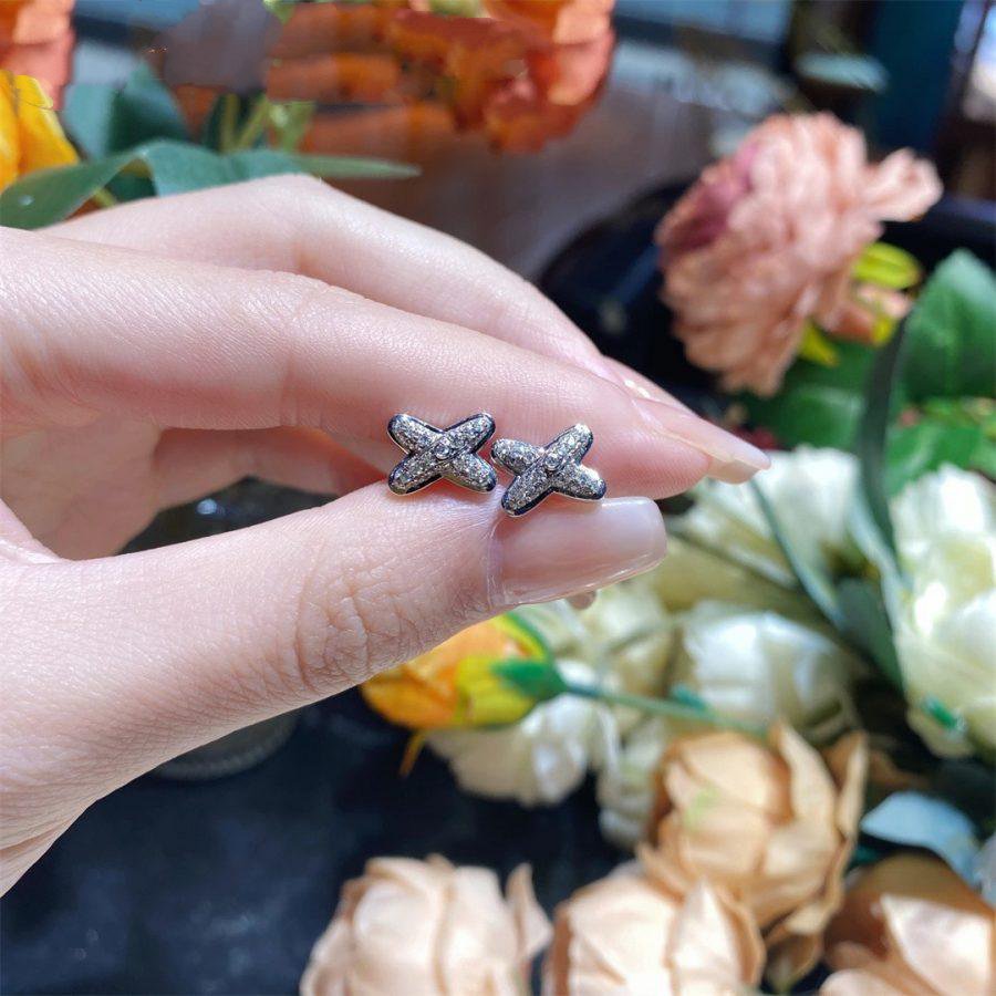 [⭐JeweliWhal]JEUX DE SILVER DIAMOND EARRINGS