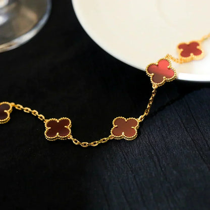 [⭐JeweliWhal] CLOVER 5 MOTIF RED CORNELIAN BRACELET COLLECTION