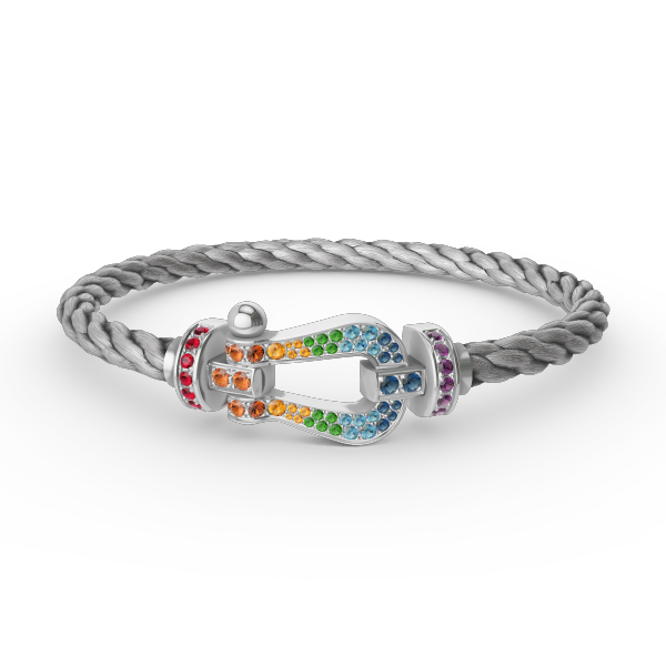 [⭐JeweliWhal]FORC LARGE HORSESHOE  COLORED DIAMOND BRACELET SILVER